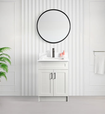 Tesoro 24" Shaker Bathroom Vanity With Quartz Countertop (MDF)