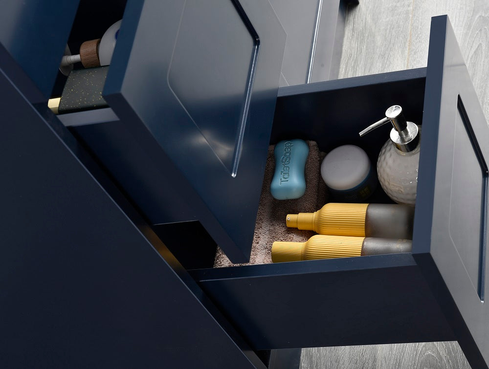 Tesoro 42" Shaker Bathroom Vanity With Quartz Countertop (Solid Wood)-Left Side Drawers