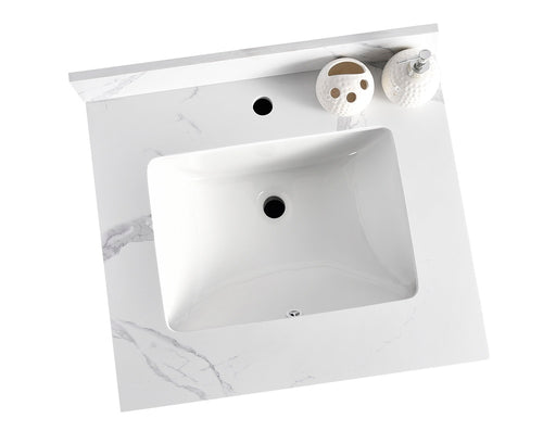 Tesoro 30" Shaker Bathroom Vanity With Quartz Countertop (Solid Wood)-Right-Side Drawers