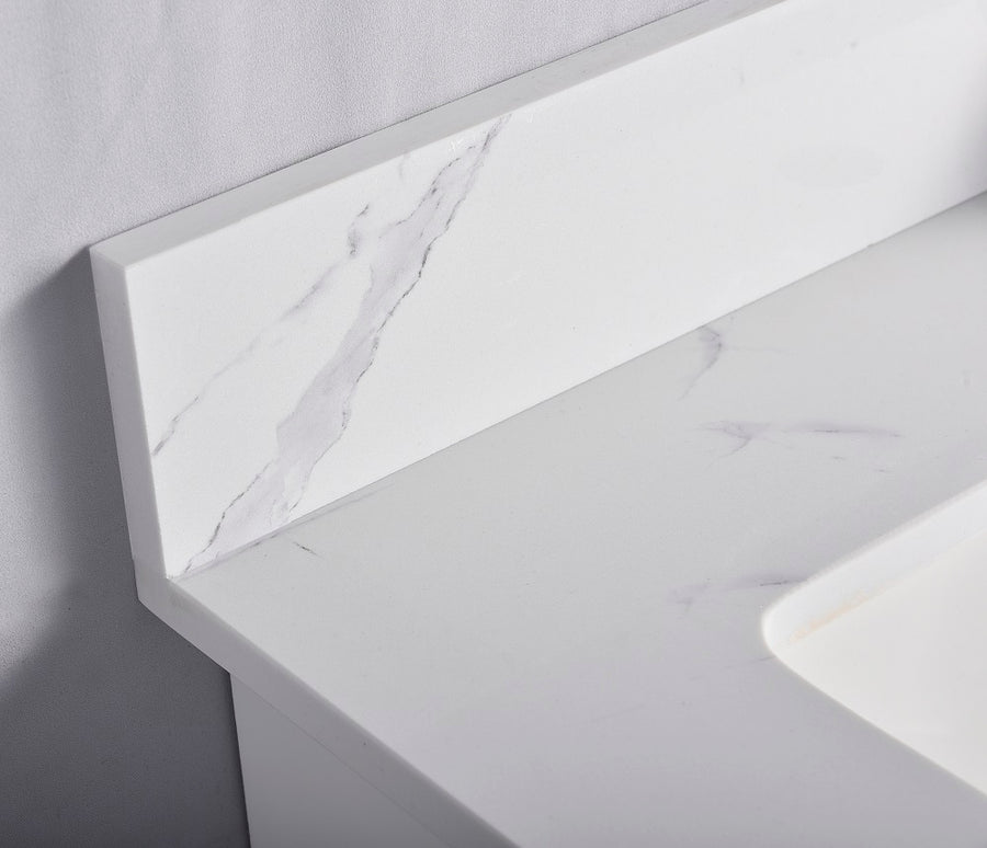 Tesoro 30" Shaker Bathroom Vanity With Quartz Countertop (Solid Wood)-Right-Side Drawers