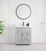 Tesoro 30" Shaker Bathroom Vanity With Quartz Countertop (MDF)-Right-Side Drawers