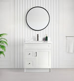 Tesoro 30" Shaker Bathroom Vanity With Quartz Countertop (MDF)-Left-Side Drawers