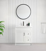 Tesoro 30" Shaker Bathroom Vanity With Quartz Countertop (MDF)-Right Side Drawers