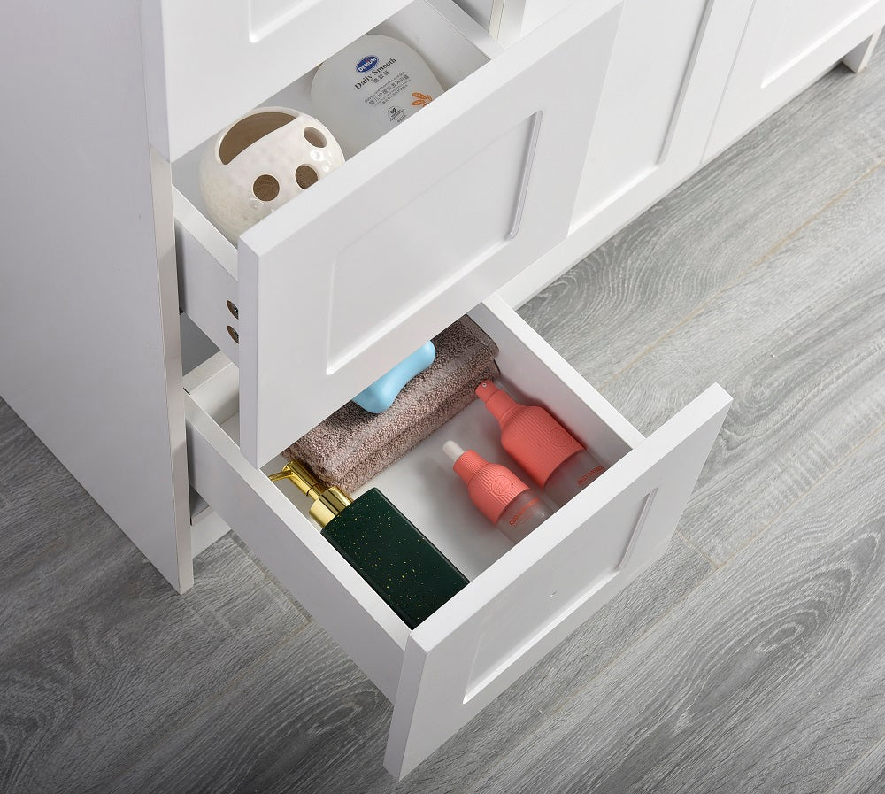 Tesoro 42" Shaker Bathroom Vanity With Quartz Countertop (MDF)-Right Side Drawers