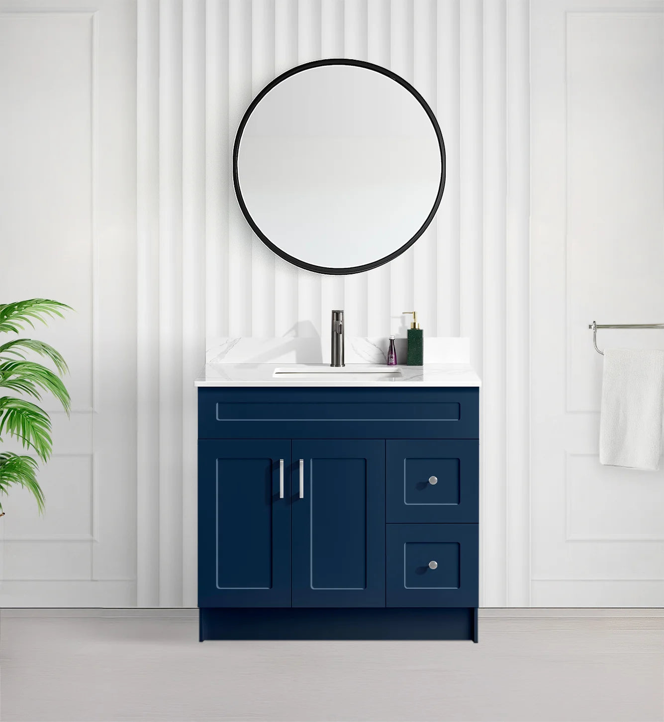Tesoro 36" Shaker Bathroom Vanity With Quartz Countertop (MDF)