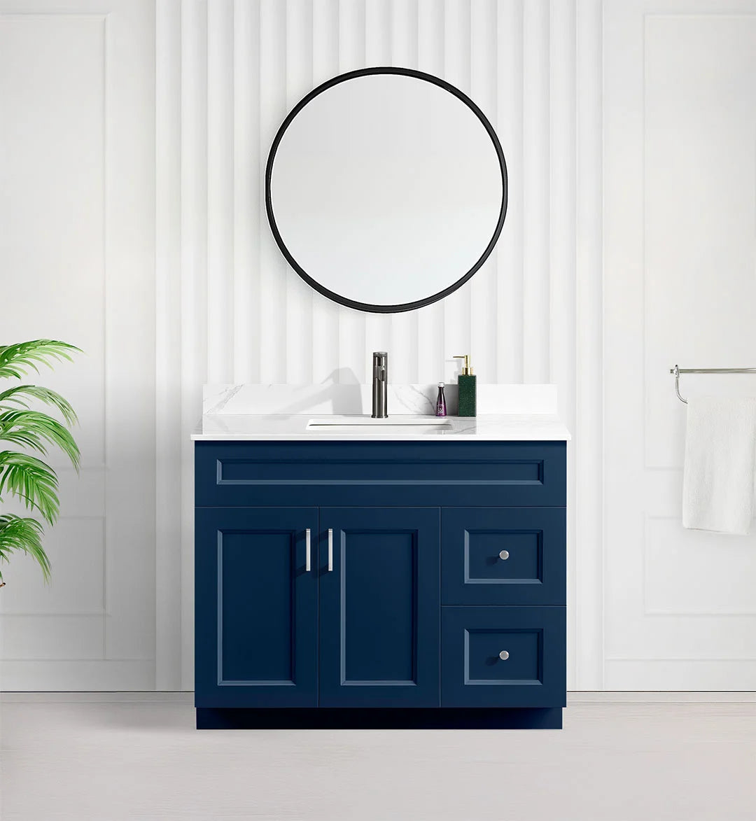Tesoro 42" Shaker Bathroom Vanity With Quartz Countertop (Solid Wood)