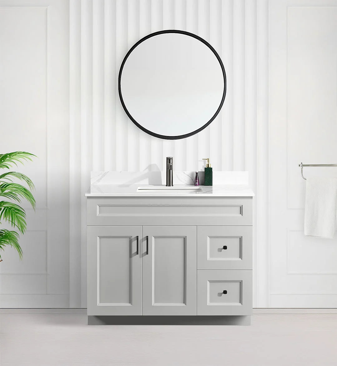 Tesoro 42" Shaker Bathroom Vanity With Quartz Countertop (Solid Wood)