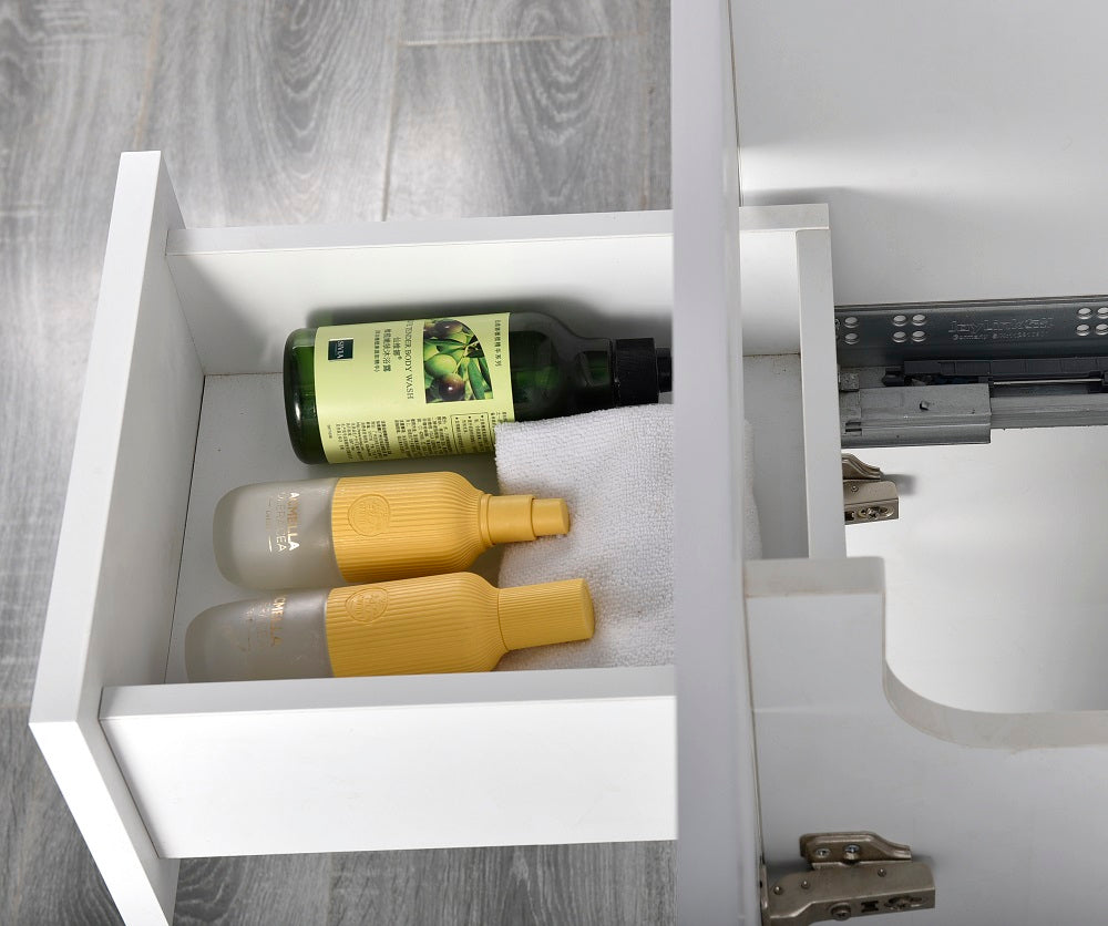Rossi 42" Slim Shaker Bathroom Vanity With Quartz Countertop (MDF)-White