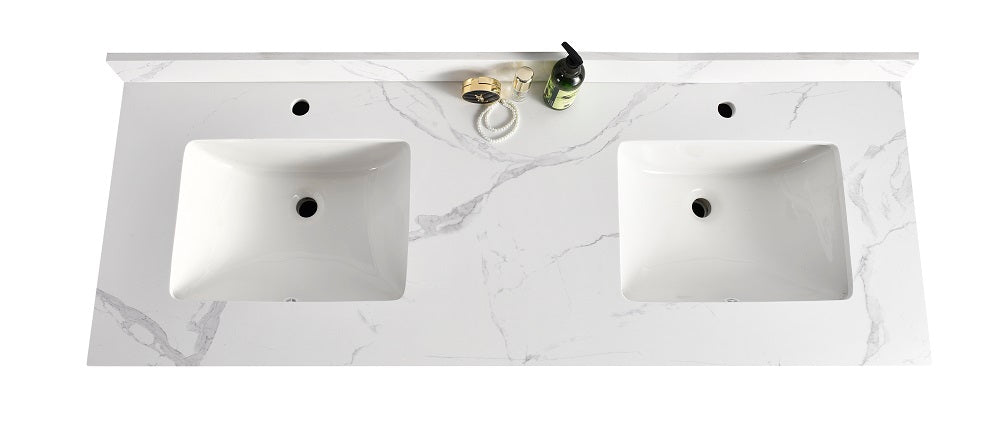 Tesoro 60" Double Sink Shaker Bathroom Vanity With Quartz Countertop (MDF)