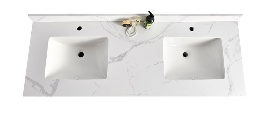 Tesoro 60" Double Sink Shaker Bathroom Vanity With Quartz Countertop (MDF)