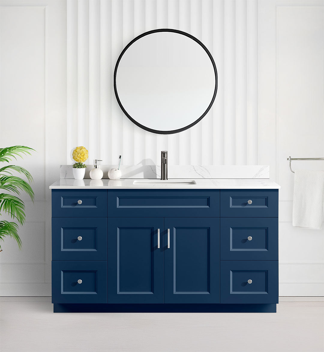 Tesoro 60" Single Sink Shaker Bathroom Vanity With Quartz Countertop (Solid Wood)