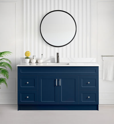 Tesoro 60" Single Sink Shaker Bathroom Vanity With Quartz Countertop (MDF)