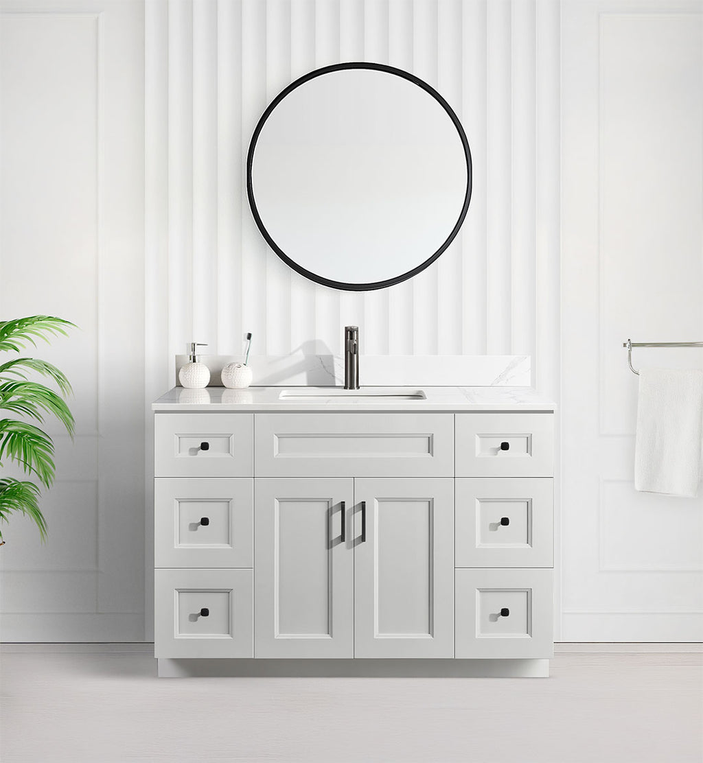 Tesoro 48" Shaker Bathroom Vanity With Quartz Countertop (Solid Wood)
