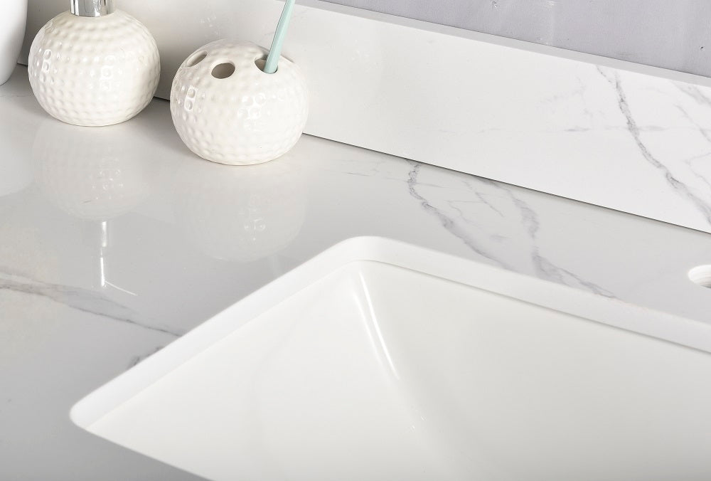 Tesoro 36" Shaker Bathroom Vanity With Quartz Countertop (MDF)-Left-Side Drawers