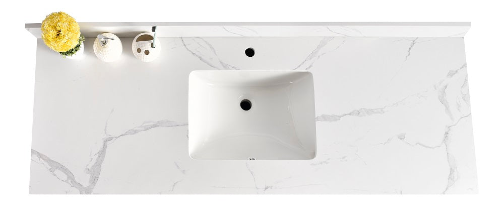 Tesoro 42" Shaker Bathroom Vanity With Quartz Countertop (Solid Wood)-Right Side Drawers