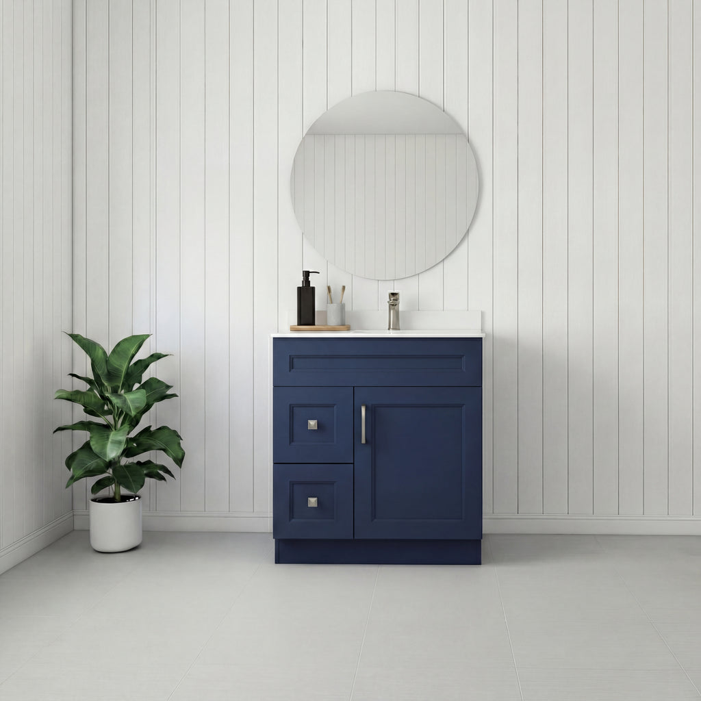 Tesoro 30" Shaker Bathroom Vanity With Quartz Countertop (Solid Wood)