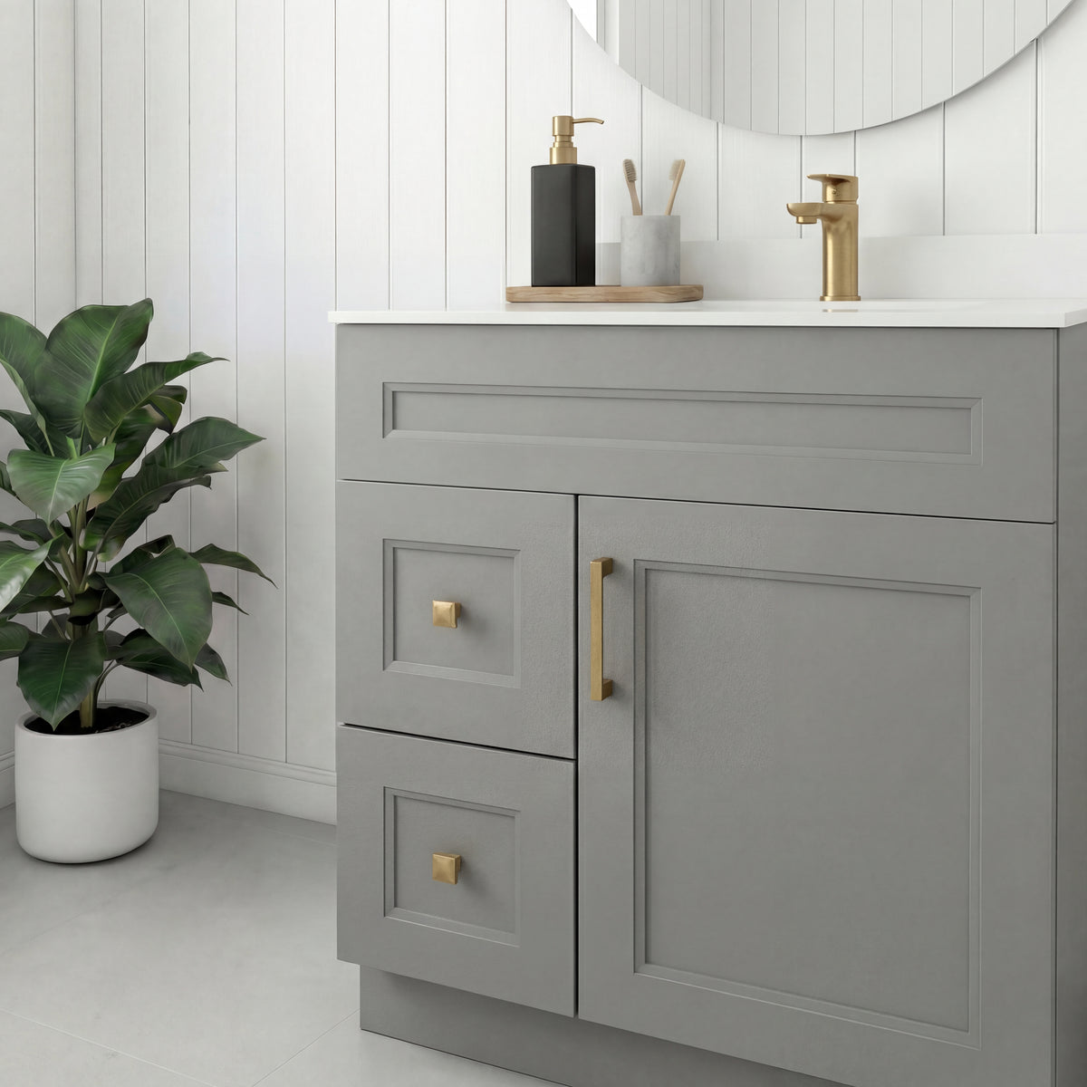 Tesoro 30" Shaker Bathroom Vanity With Quartz Countertop (Solid Wood)