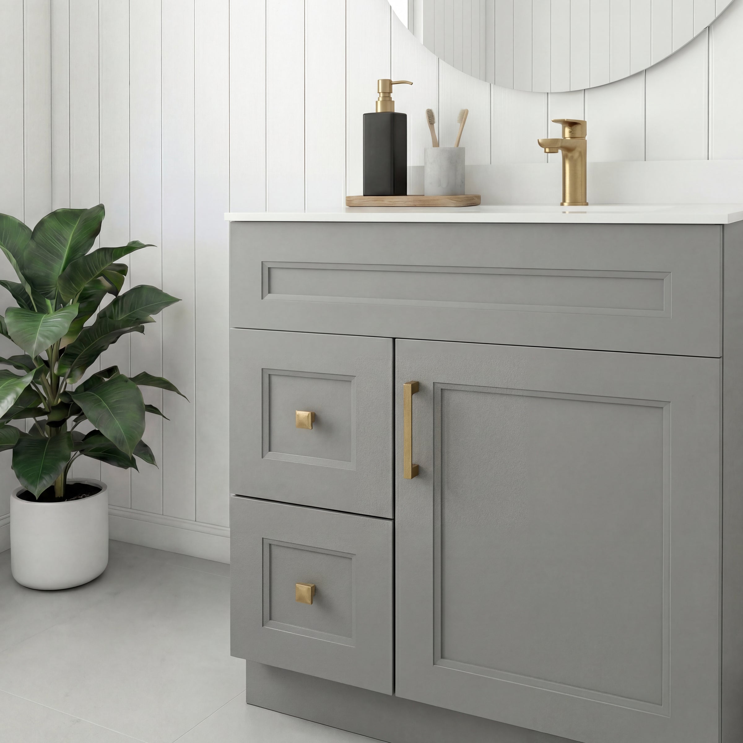 Tesoro 30" Shaker Bathroom Vanity With Quartz Countertop (Solid Wood)