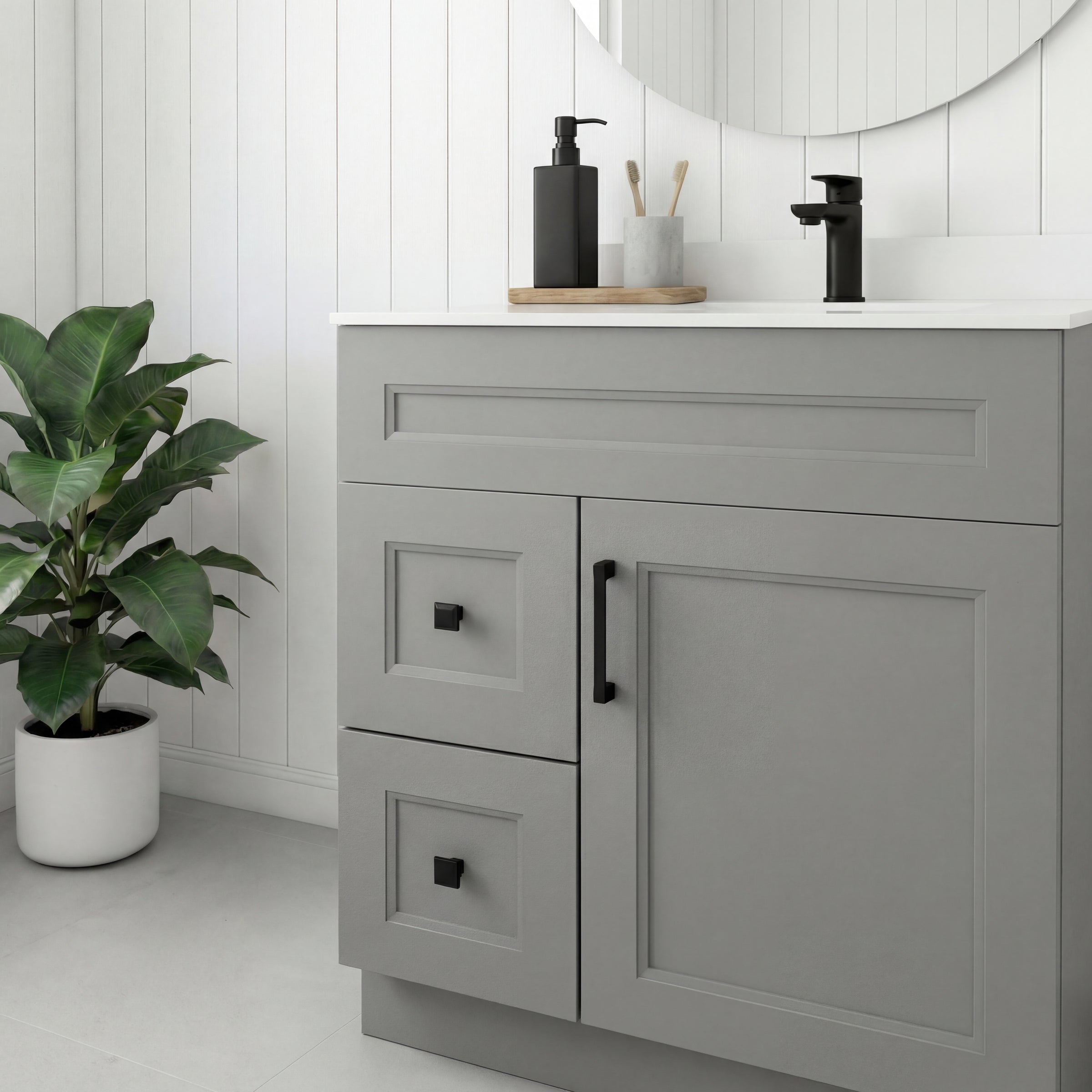 Tesoro 30" Shaker Bathroom Vanity With Quartz Countertop (Solid Wood)