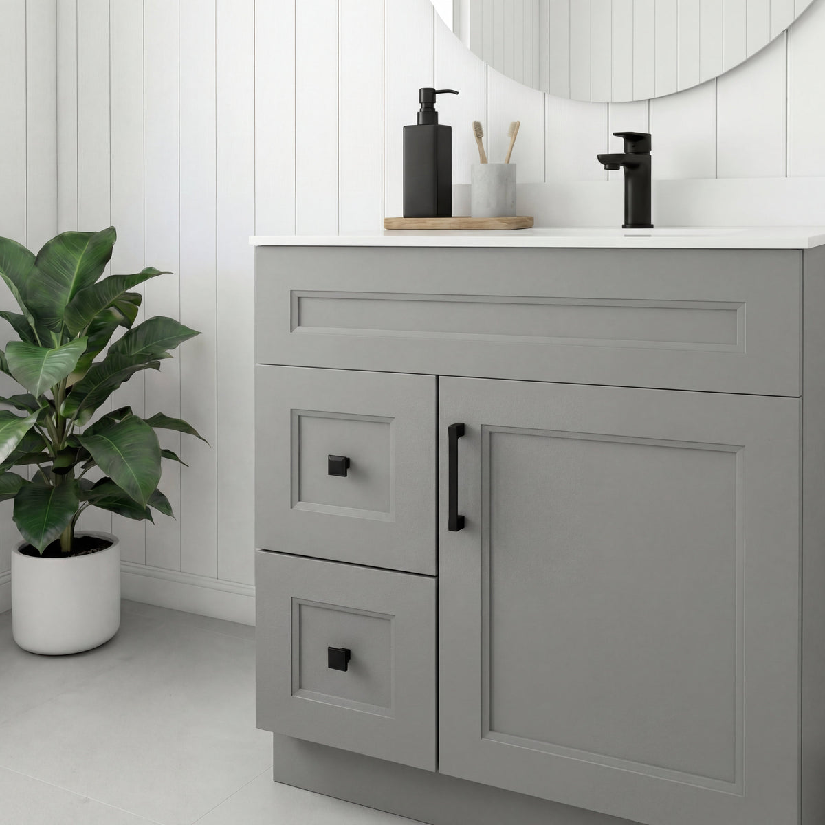 Tesoro 30" Shaker Bathroom Vanity With Quartz Countertop (Solid Wood)