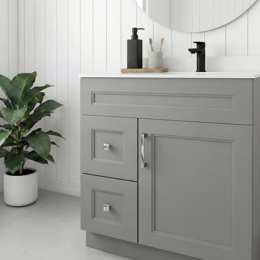 Tesoro 30" Shaker Bathroom Vanity With Quartz Countertop (Solid Wood)