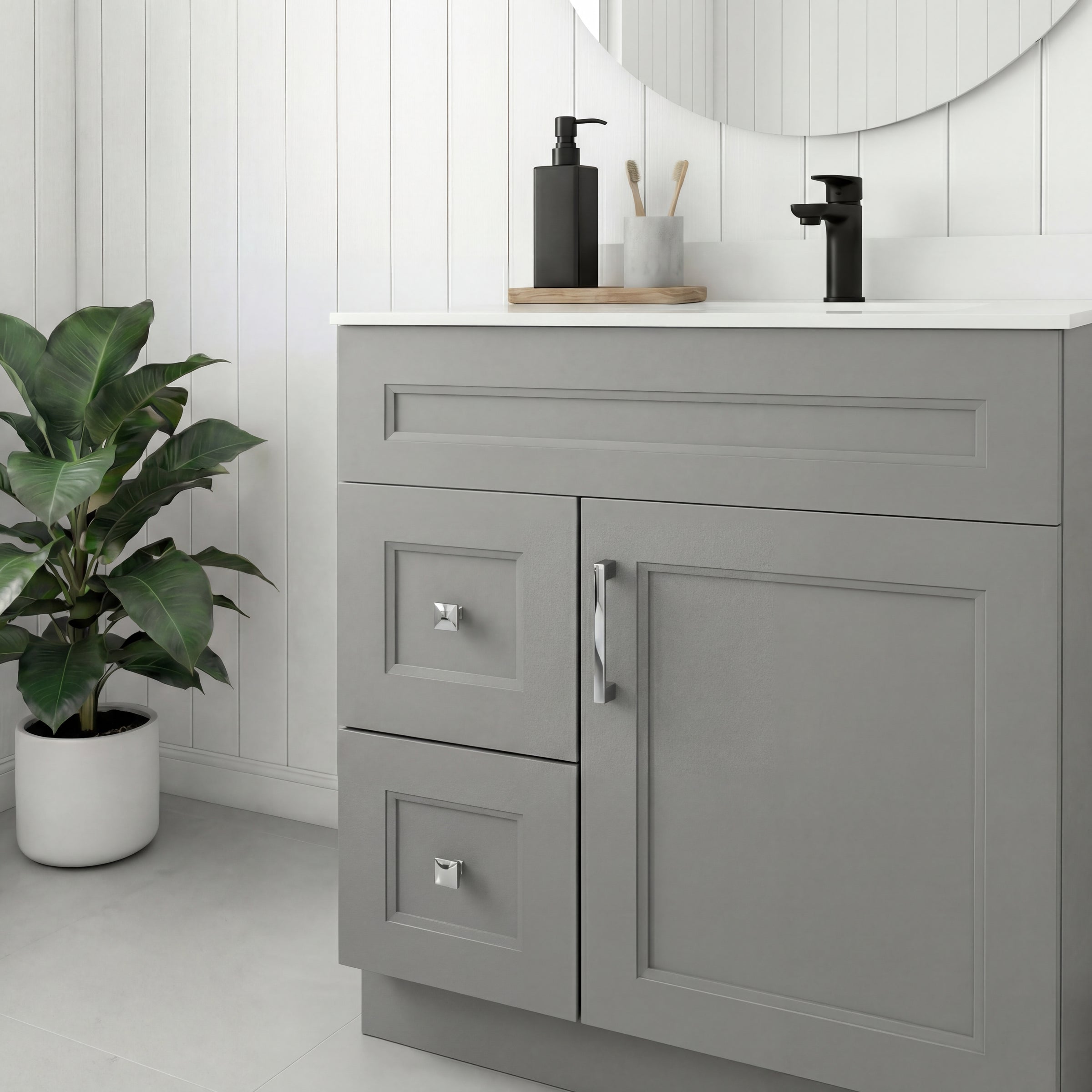 Tesoro 30" Shaker Bathroom Vanity With Quartz Countertop (Solid Wood)