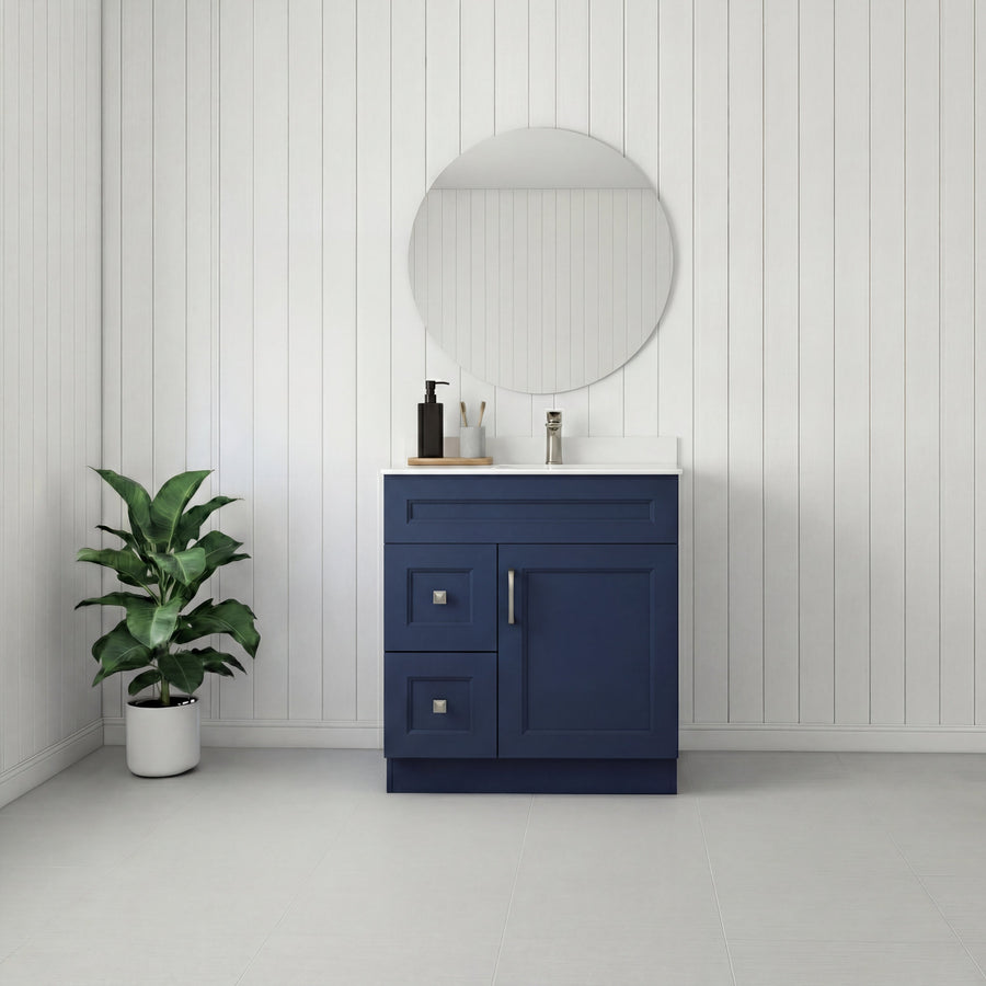 Tesoro 30" Shaker Bathroom Vanity With Quartz Countertop (Solid Wood)