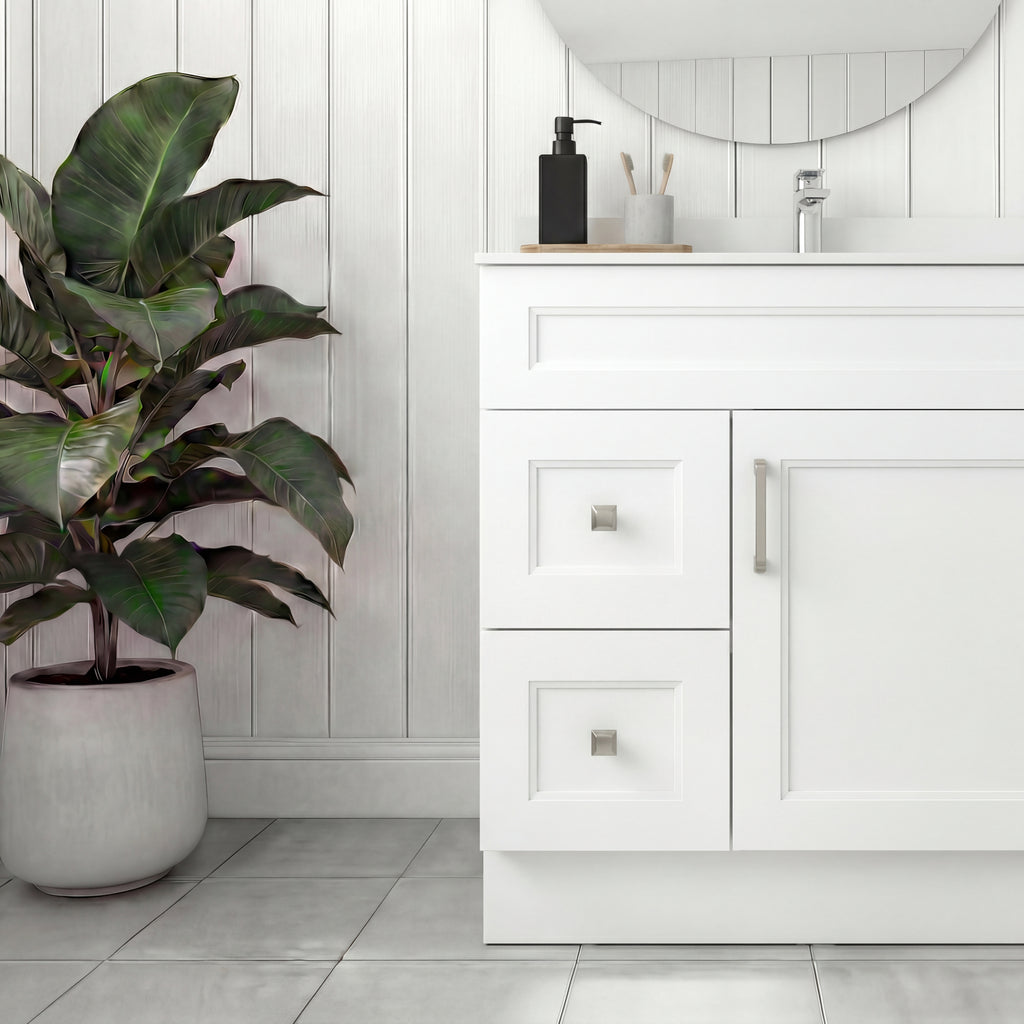 Tesoro 30" Shaker Bathroom Vanity With Quartz Countertop (Solid Wood)