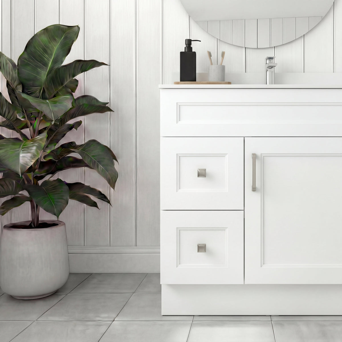 Tesoro 30" Shaker Bathroom Vanity With Quartz Countertop (Solid Wood)