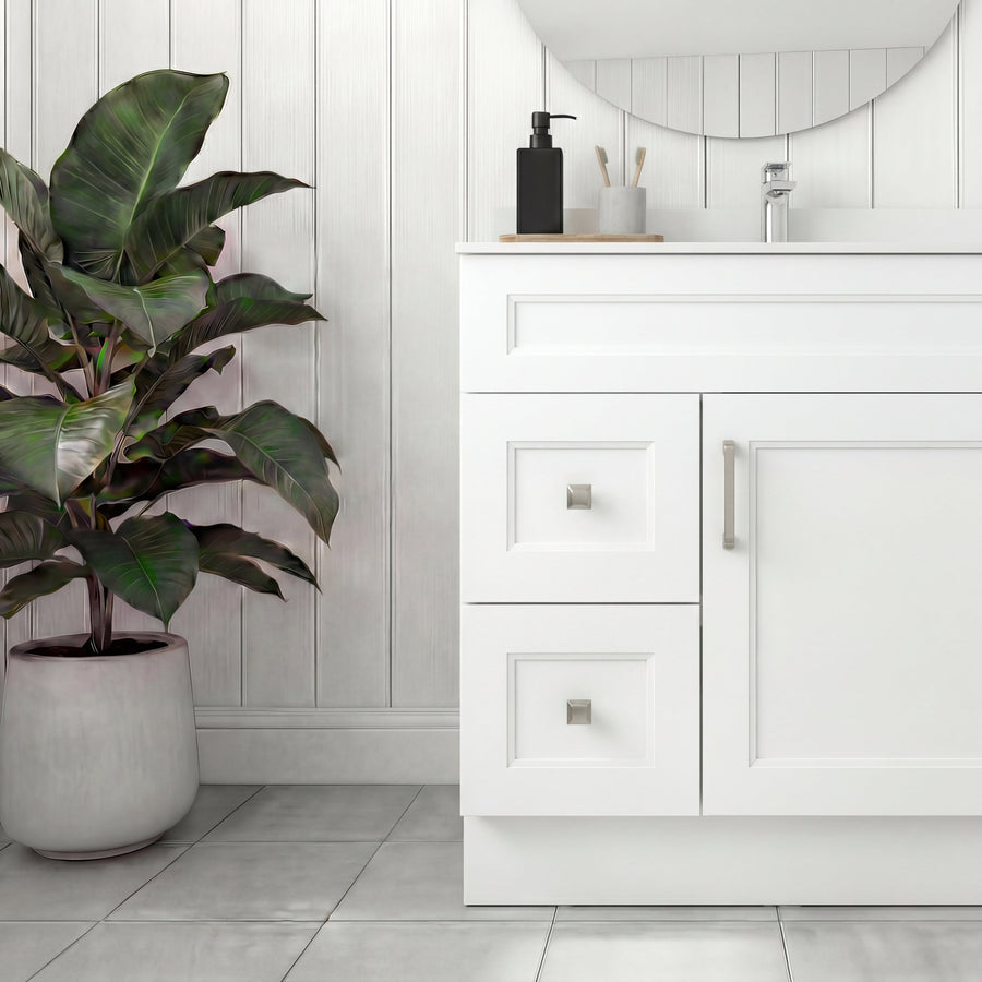 Tesoro 30" Shaker Bathroom Vanity With Quartz Countertop (Solid Wood)