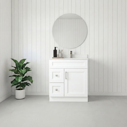 Tesoro 30" Shaker Bathroom Vanity With Quartz Countertop (Solid Wood)