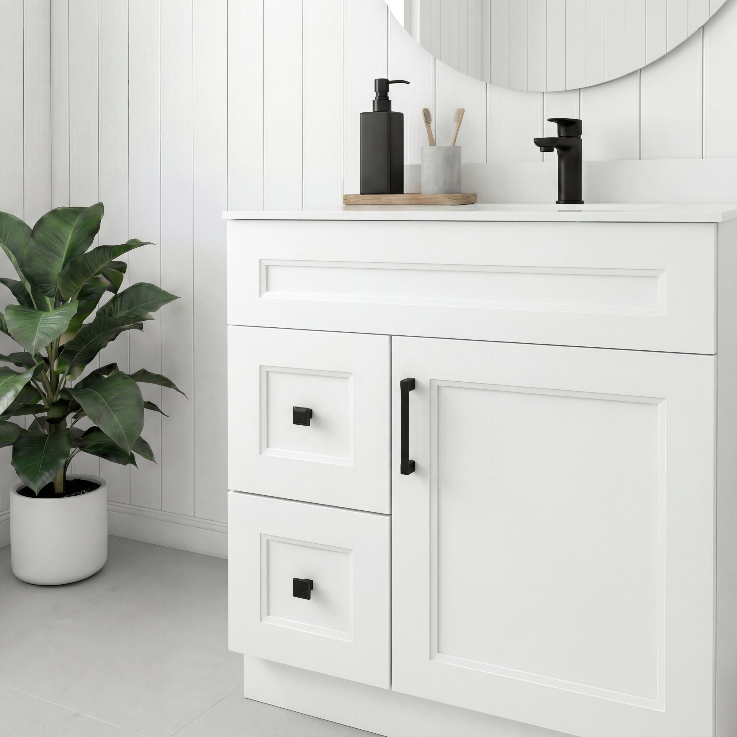 Tesoro 30" Shaker Bathroom Vanity With Quartz Countertop (Solid Wood)