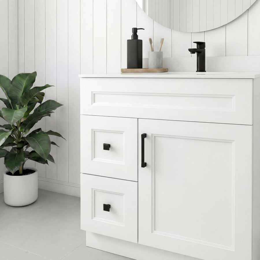 Tesoro 30" Shaker Bathroom Vanity With Quartz Countertop (Solid Wood)