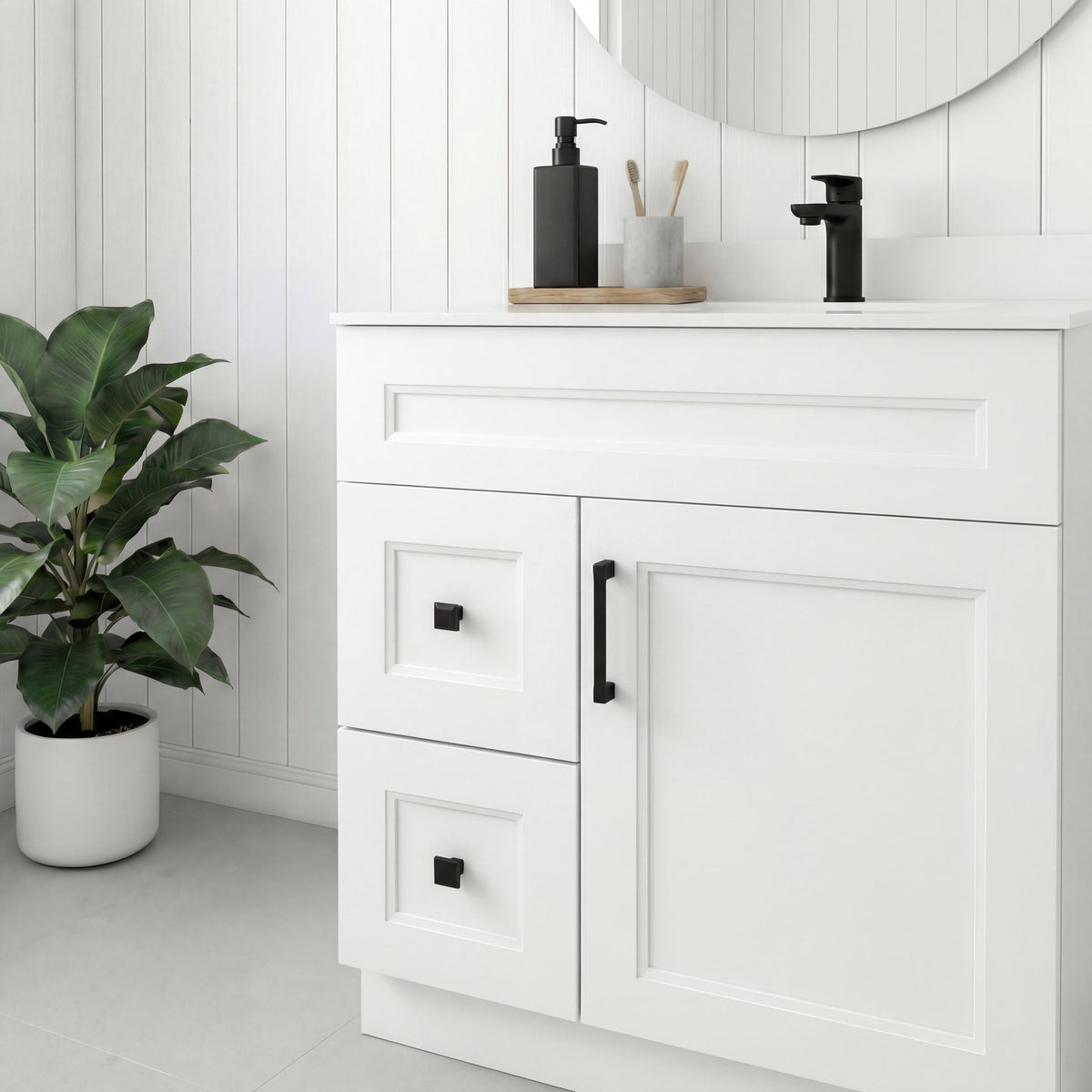 Tesoro 30" Shaker Bathroom Vanity With Quartz Countertop (Solid Wood)