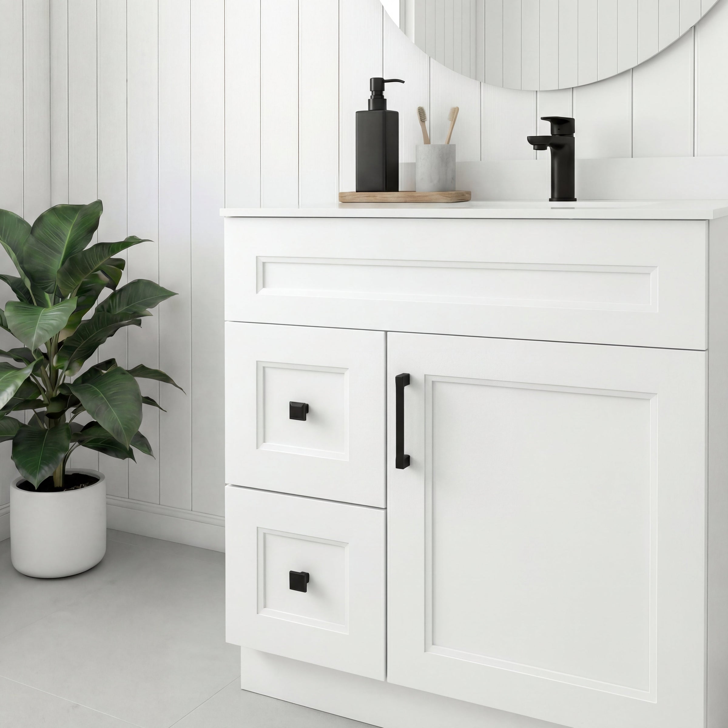 Tesoro 30" Shaker Bathroom Vanity With Quartz Countertop (Solid Wood)