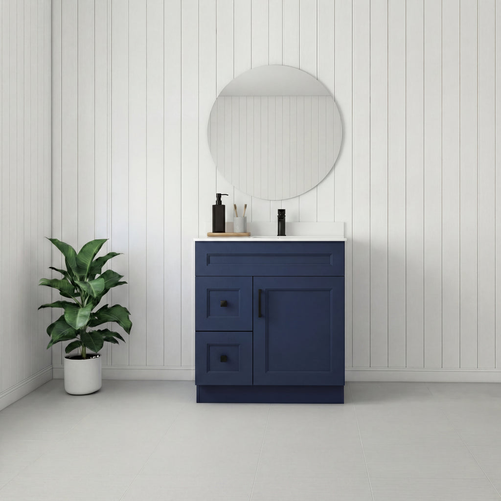 Tesoro 30" Shaker Bathroom Vanity With Quartz Countertop (Solid Wood)