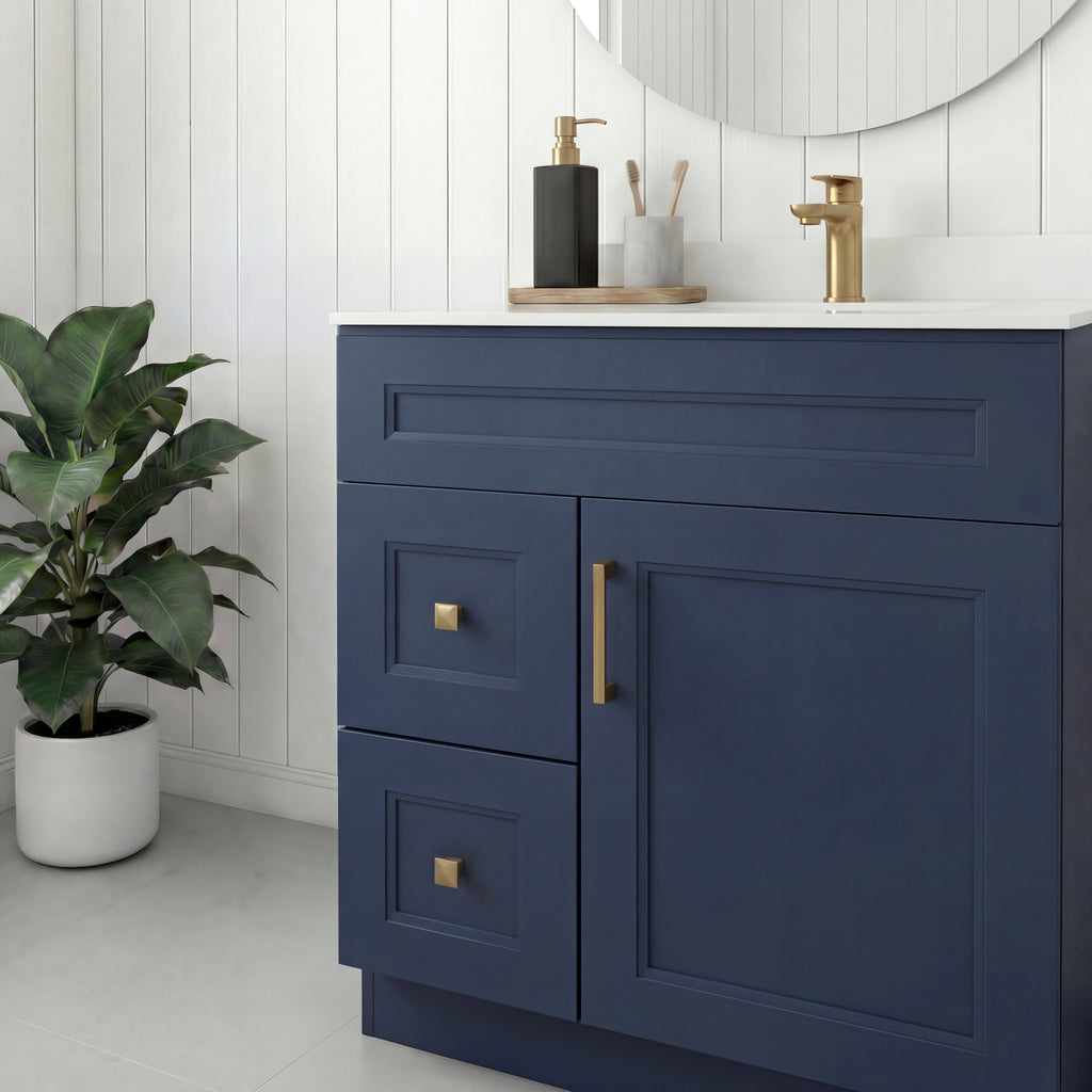 Tesoro 30" Shaker Bathroom Vanity With Quartz Countertop (Solid Wood)