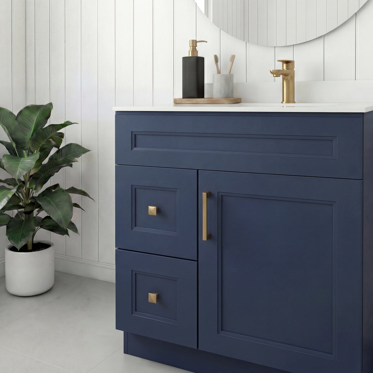 Tesoro 30" Shaker Bathroom Vanity With Quartz Countertop (Solid Wood)