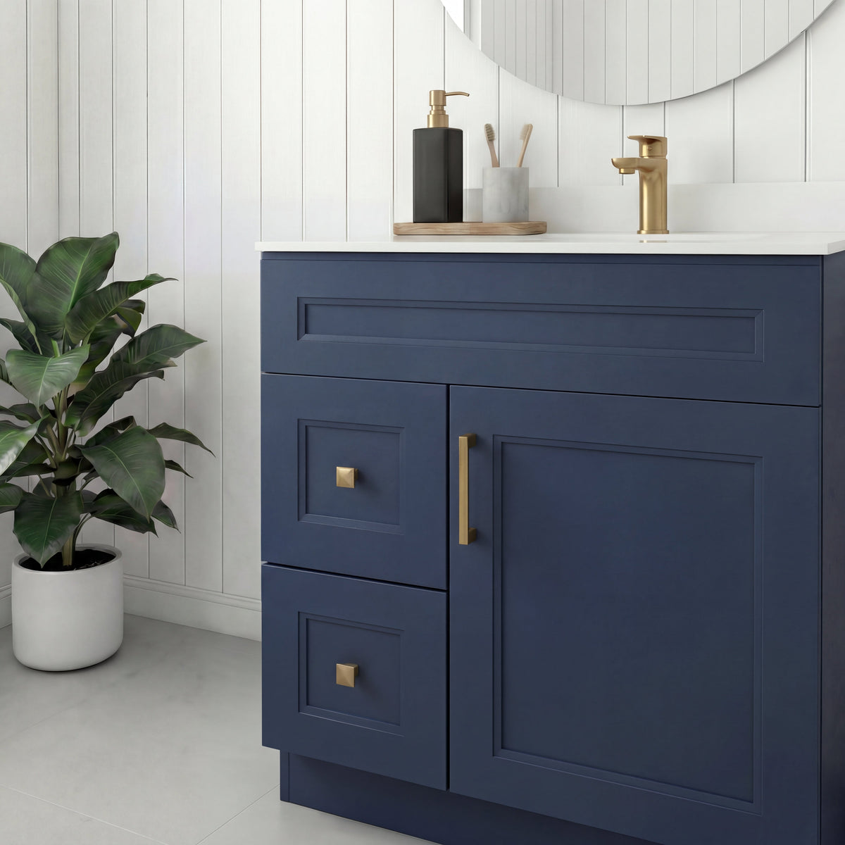 Tesoro 30" Shaker Bathroom Vanity With Quartz Countertop (Solid Wood)