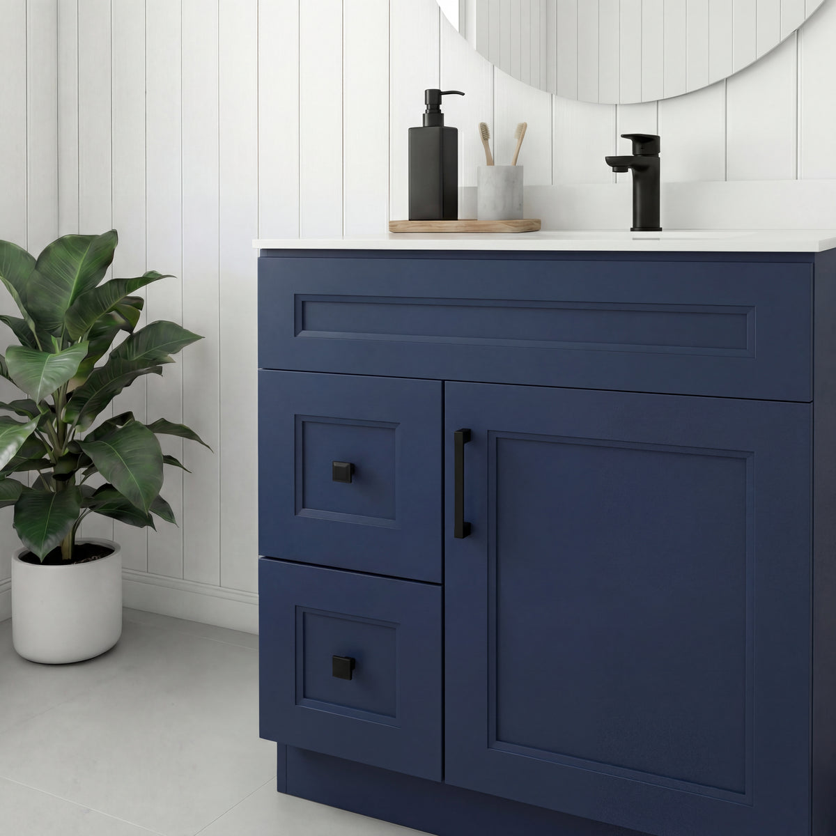 Tesoro 30" Shaker Bathroom Vanity With Quartz Countertop (Solid Wood)