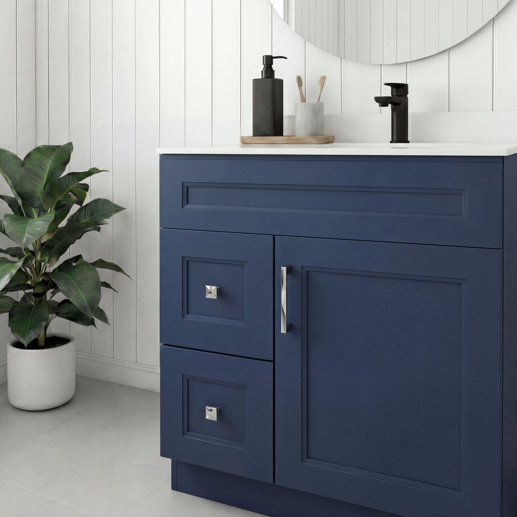 Tesoro 30" Shaker Bathroom Vanity With Quartz Countertop (Solid Wood)