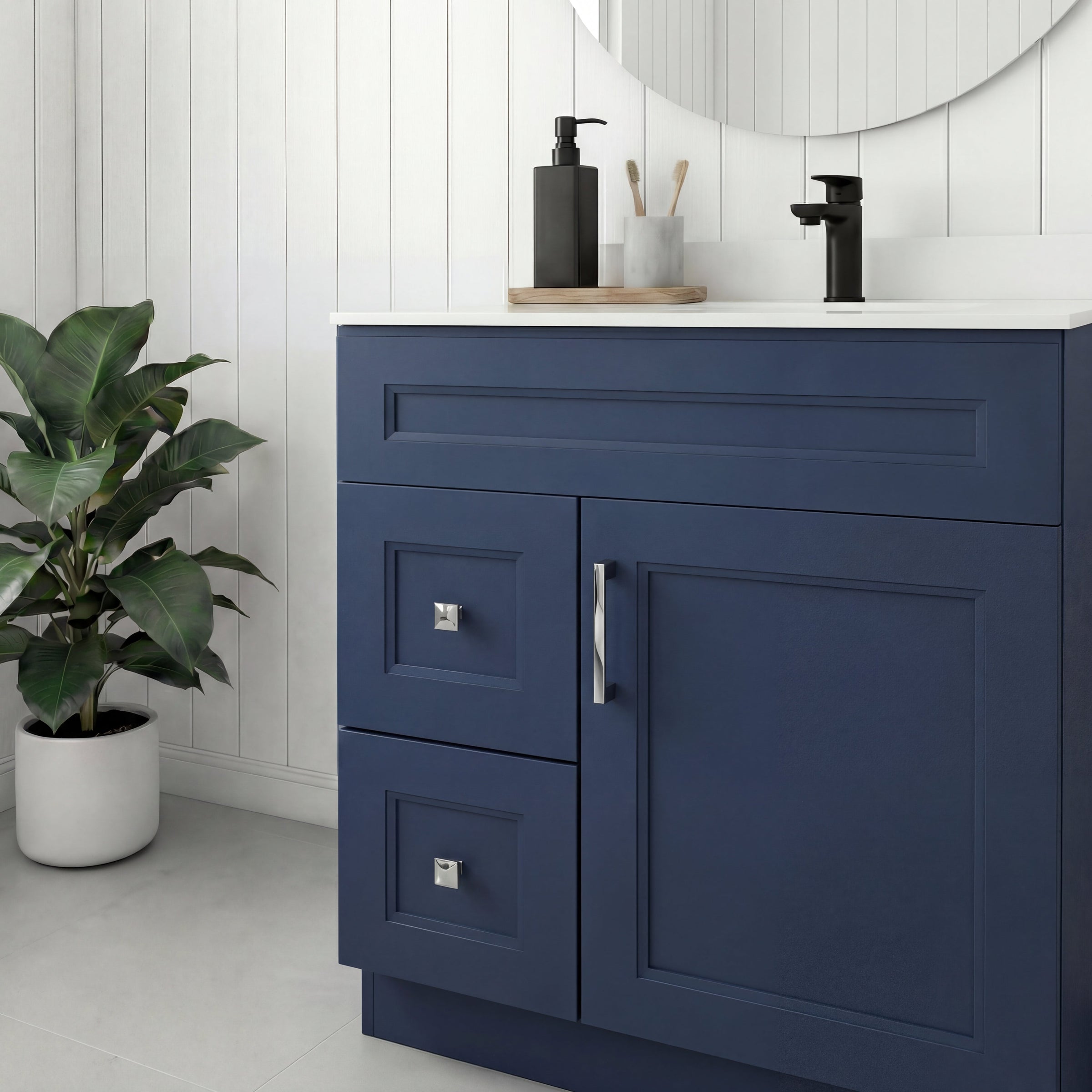 Tesoro 30" Shaker Bathroom Vanity With Quartz Countertop (Solid Wood)