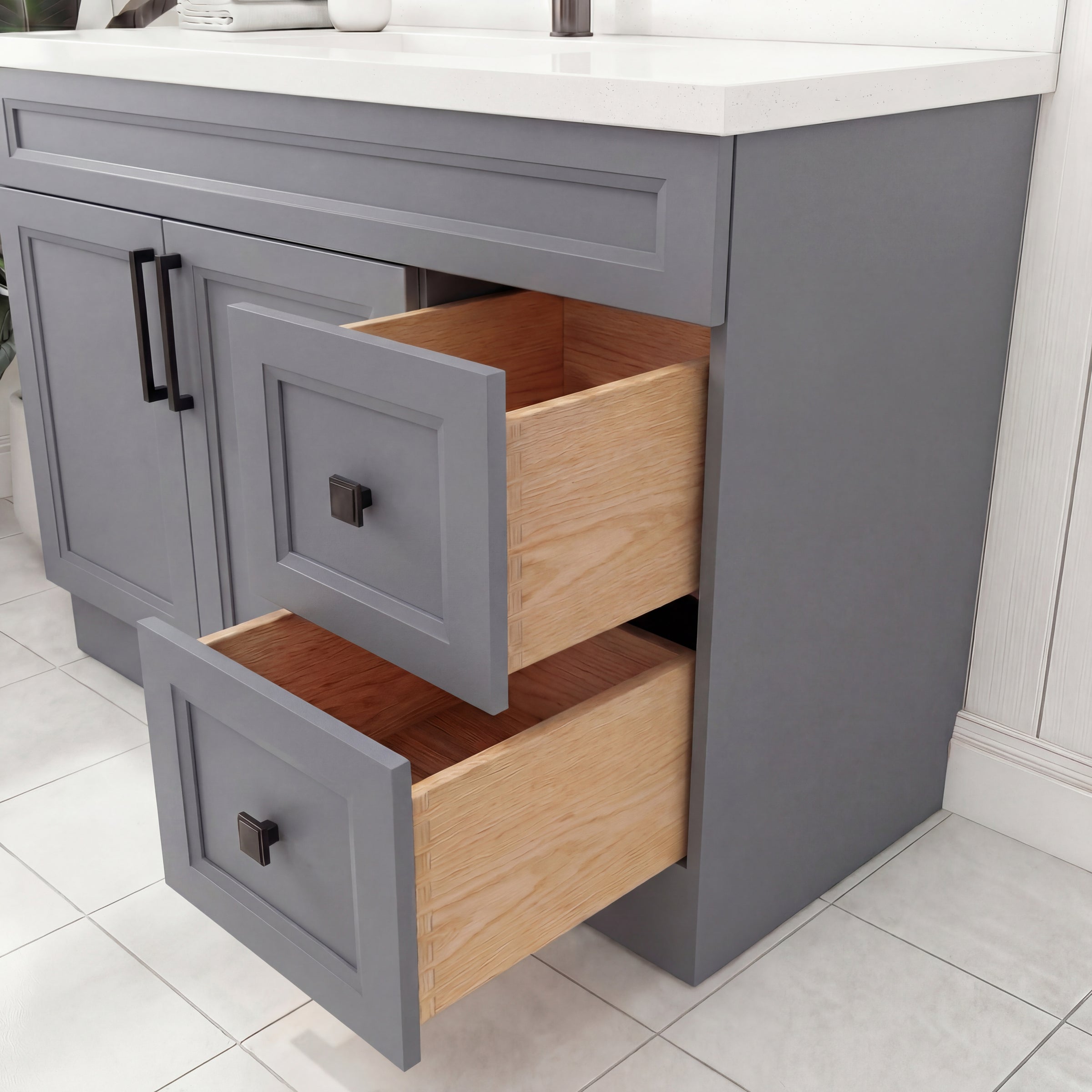 Tesoro 36" Shaker Bathroom Vanity With Quartz Countertop (Solid Wood)