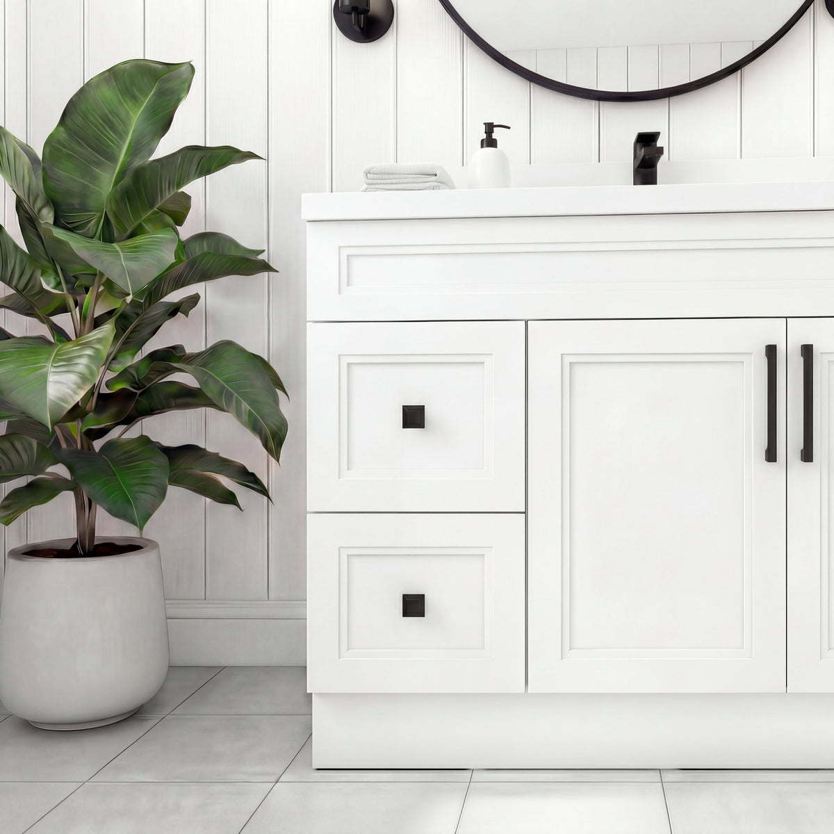 Tesoro 36" Shaker Bathroom Vanity With Quartz Countertop (Solid Wood)