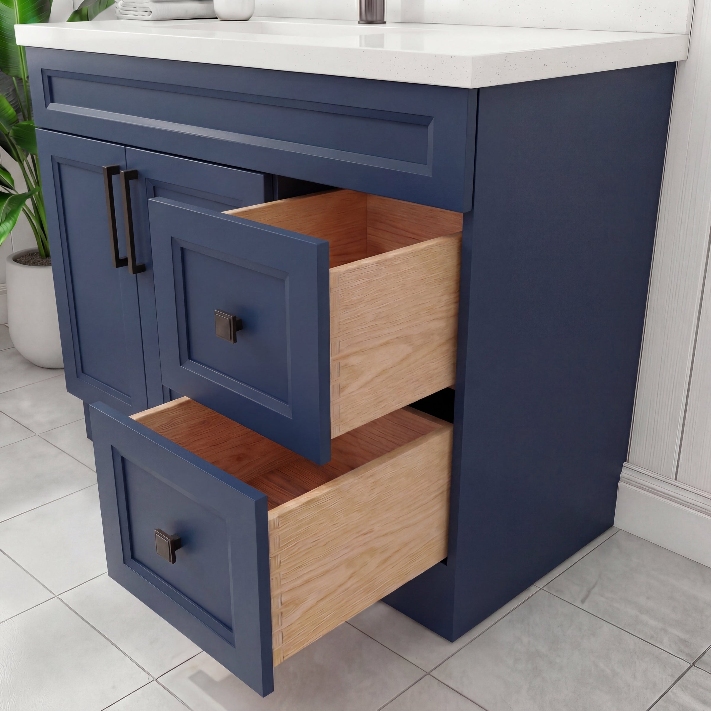 Tesoro 36" Shaker Bathroom Vanity With Quartz Countertop (Solid Wood)