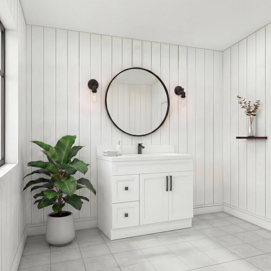 Tesoro 36" Shaker Bathroom Vanity With Quartz Countertop (Solid Wood)