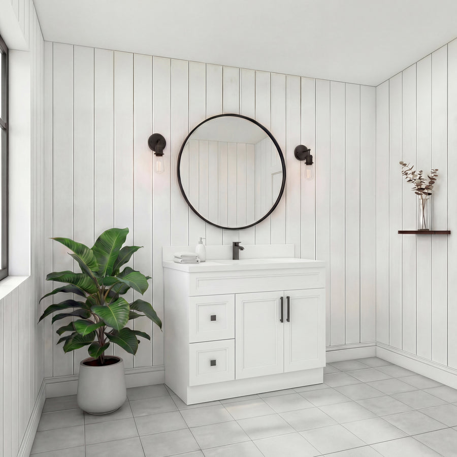 Tesoro 36" Shaker Bathroom Vanity With Quartz Countertop (Solid Wood)