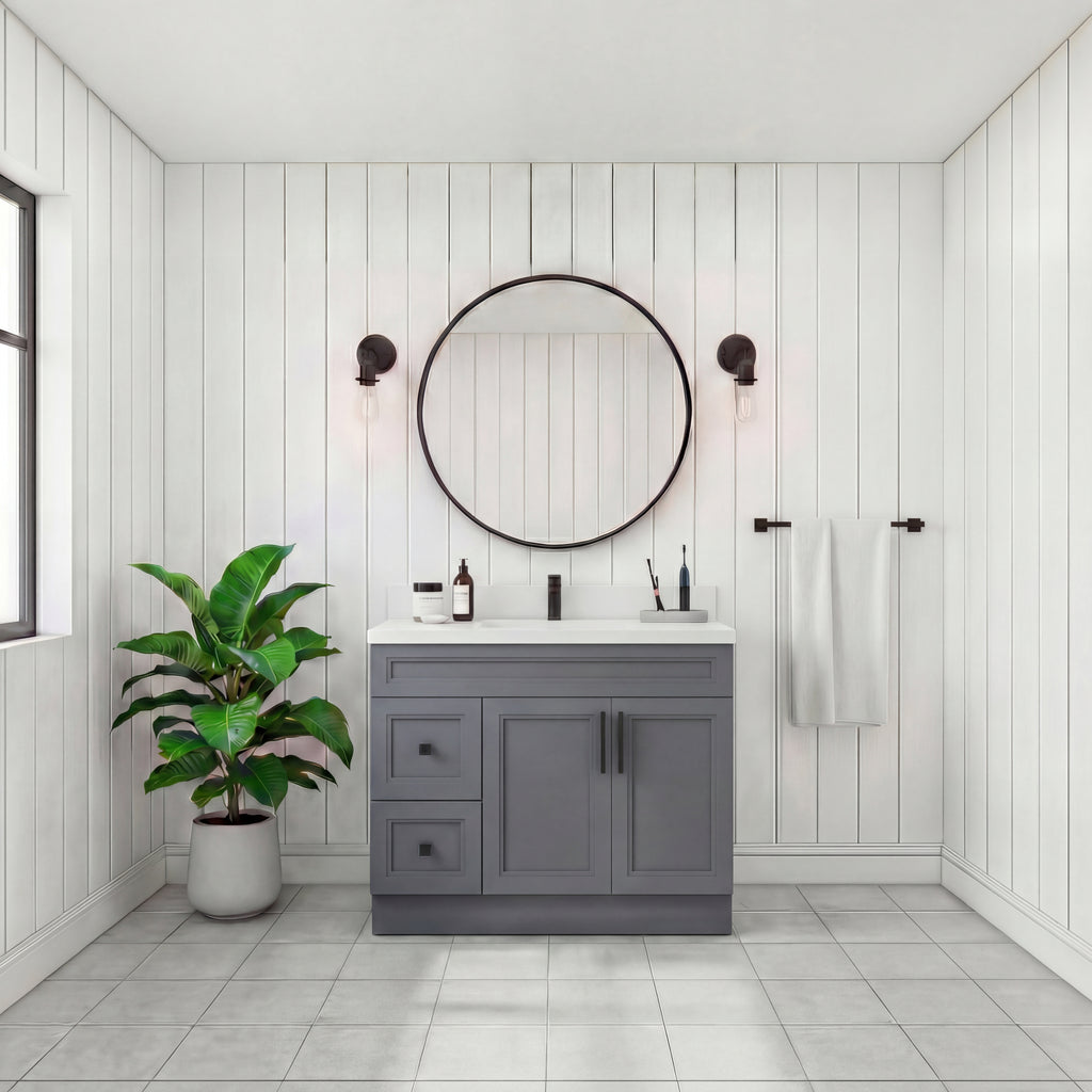 Tesoro 36" Shaker Bathroom Vanity With Quartz Countertop (Solid Wood)