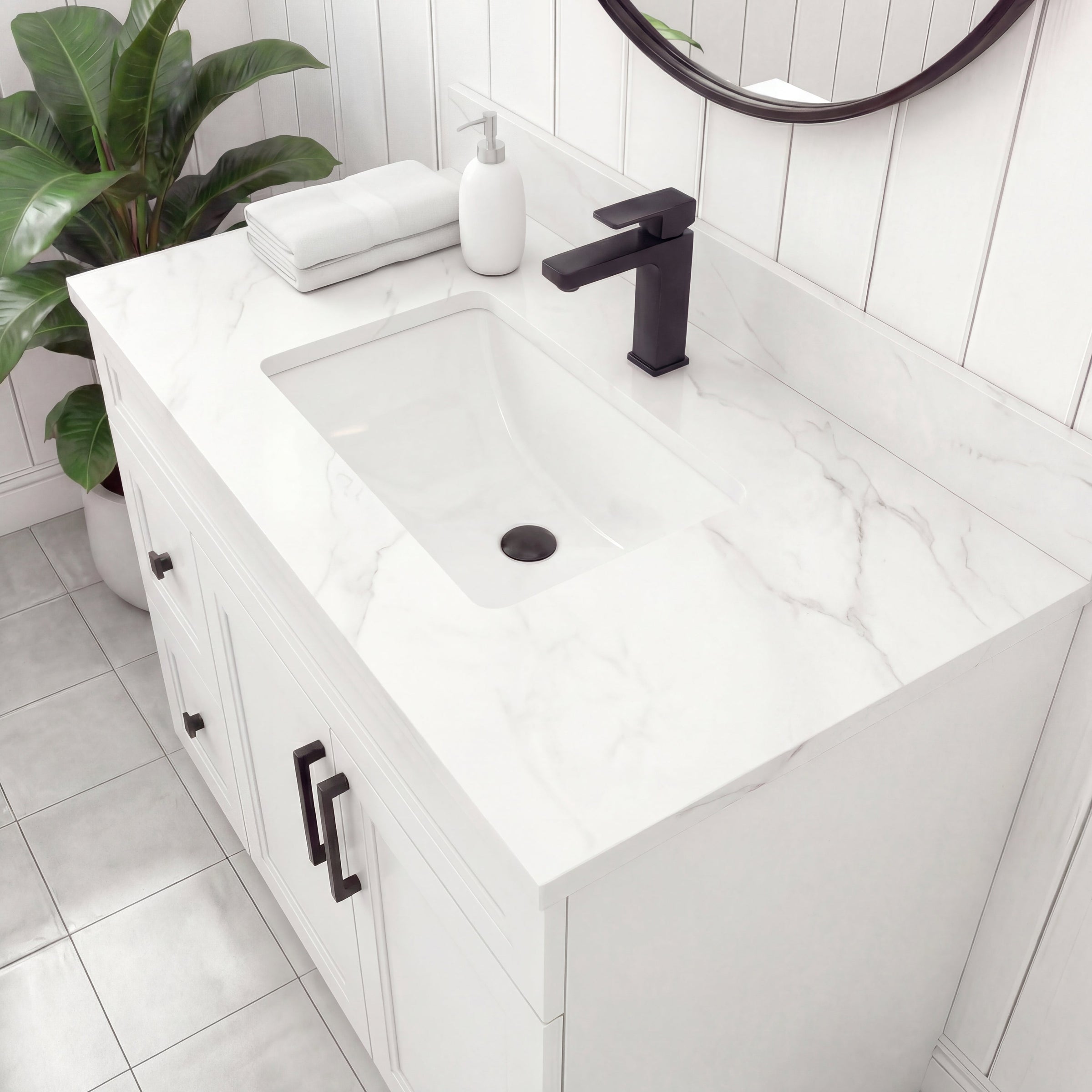 Tesoro 36" Shaker Bathroom Vanity With Quartz Countertop (Solid Wood)