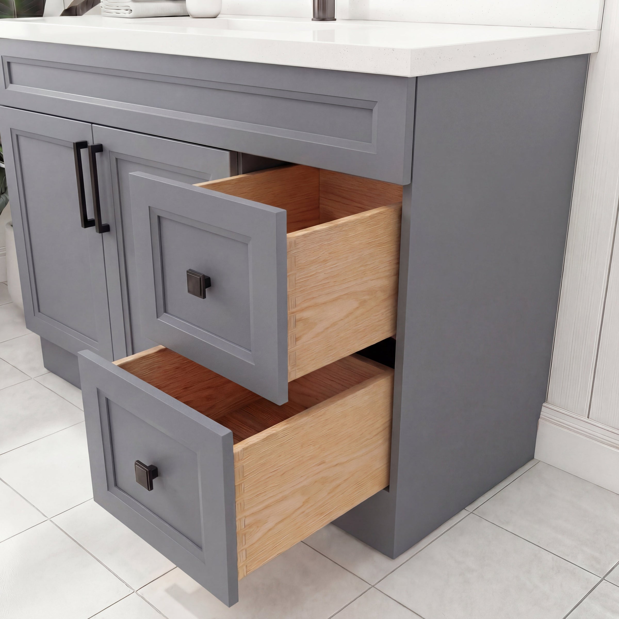 Tesoro 42" Shaker Bathroom Vanity With Quartz Countertop (Solid Wood)